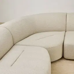 Calma Pearl Beige Fabric 4 Pieces Modular Corner Sofa with Left Cuddler and Right Cuddler