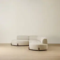 Calma Pearl Beige Fabric 4 Pieces Modular Corner Sofa with Left Cuddler and Right Cuddler