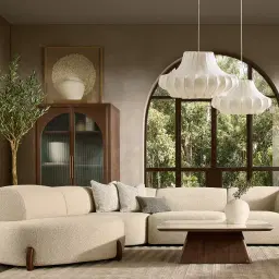 Calma Fusion Grey Fabric 4 Pieces Modular Corner Sofa with Right Arm and Left Cuddler