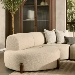 Calma Fusion Grey Fabric 4 Pieces Modular Corner Sofa with Left Cuddler and Right Cuddler