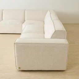 Maison Piaza White Fabric Modular Corner Sofa with Ottoman