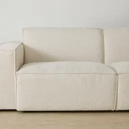 Maison Piaza White Fabric Modular Corner Sofa with Ottoman