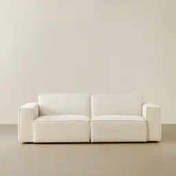 Maison Piaza White Fabric 2 Pieces Modular Sofa