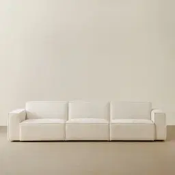 Maison Piaza White Fabric 3 Pieces Modular Sofa