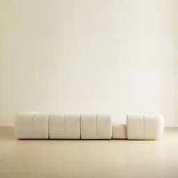 Quincy Stone Cream Woven Fabric Modular Corner Sofa with Left Cuddler