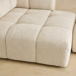 Quincy Stone Cream Woven Fabric 4 Pieces Modular Sofa with Right Arm and Left Cuddler