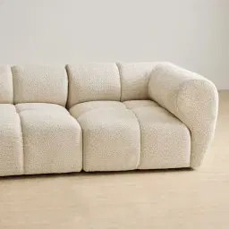 Quincy Stone Cream Woven Fabric 4 Pieces Modular Sofa with Right Arm and Left Cuddler