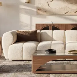 Quincy Stone Cream Woven Fabric 4 Pieces Modular Sofa with Left Arm and Right Cuddler
