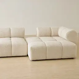 Quincy Stone Cream Woven Fabric 4 Pieces Modular Sofa with Left Arm and Right Cuddler