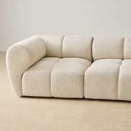 Quincy Stone Cream Woven Fabric 4 Pieces Modular Sofa with Left Arm and Right Cuddler