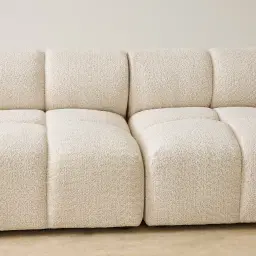 Quincy Stone Cream Woven Fabric 4 Pieces Modular Sofa with Left Arm and Right Cuddler