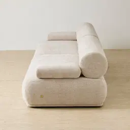 Pebbla Tuscan Sand Fabric 2 Wide Pieces Modular Sofa