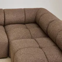 Quincy Earth Brown Woven Fabric Modular Corner Sofa with Left Cuddler