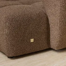 Quincy Earth Brown Woven Fabric Modular Corner Sofa with Right Cuddler