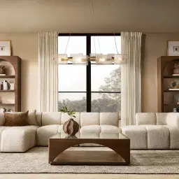 Quincy Earth Brown Woven Fabric 4 Pieces Modular Sofa with Left Arm and Right Cuddler