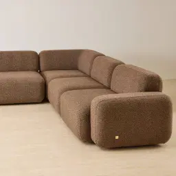 Capri Earth Brown Woven Fabric Modular Corner Sofa - Left Chaise