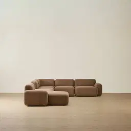 Capri Earth Brown Woven Fabric Modular Corner Sofa - Left Chaise