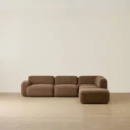 Capri Earth Brown Woven Fabric 5 Pieces Sofa