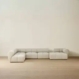 Quincy Slate Grey Fabric Modular Corner Sofa with Right Cuddler