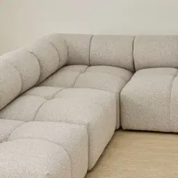 Quincy Slate Grey Fabric Modular Corner Sofa with Right Cuddler