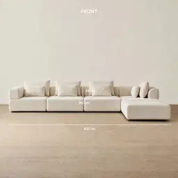 Riviera III Stone Cream Woven Fabric Modular Sofa
