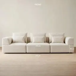 Riviera III Stone Cream 3 Pieces Modular Fabric Sofa