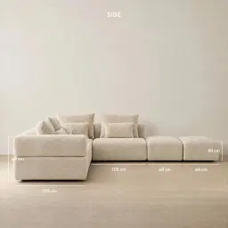 Riviera III Mid Beige Woven Fabric Modular Sofa