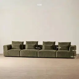 Riviera III Winter Moss 4 Pieces Modular Fabric Sofa