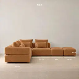Riviera III Vintage Mustard Woven Fabric Modular Sofa