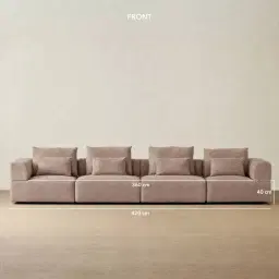 Riviera III Warm Taupe 4 Pieces Modular Fabric Sofa