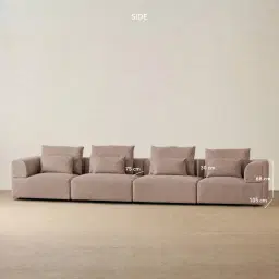 Riviera III Warm Taupe 4 Pieces Modular Fabric Sofa