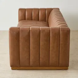 Portia Vintage Tan Leather 4-Seater Sofa
