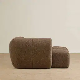 Quincy Earth Brown Woven Fabric Left Cuddler Module