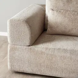Riviera III Beige Latte Chenille Fabric Sofa - Left Seat