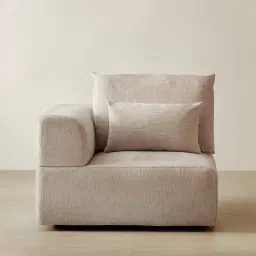 Riviera III Beige Latte Chenille Fabric Sofa - Left Seat