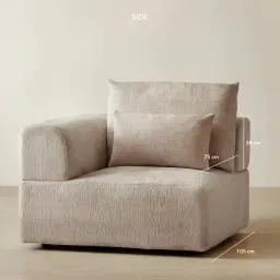 Riviera III Beige Latte Chenille Fabric Sofa - Left Seat